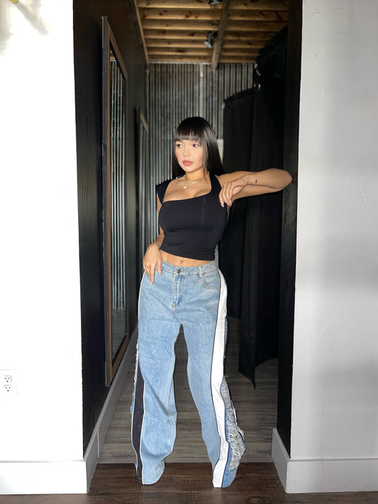 Pantalón negro y blanco
