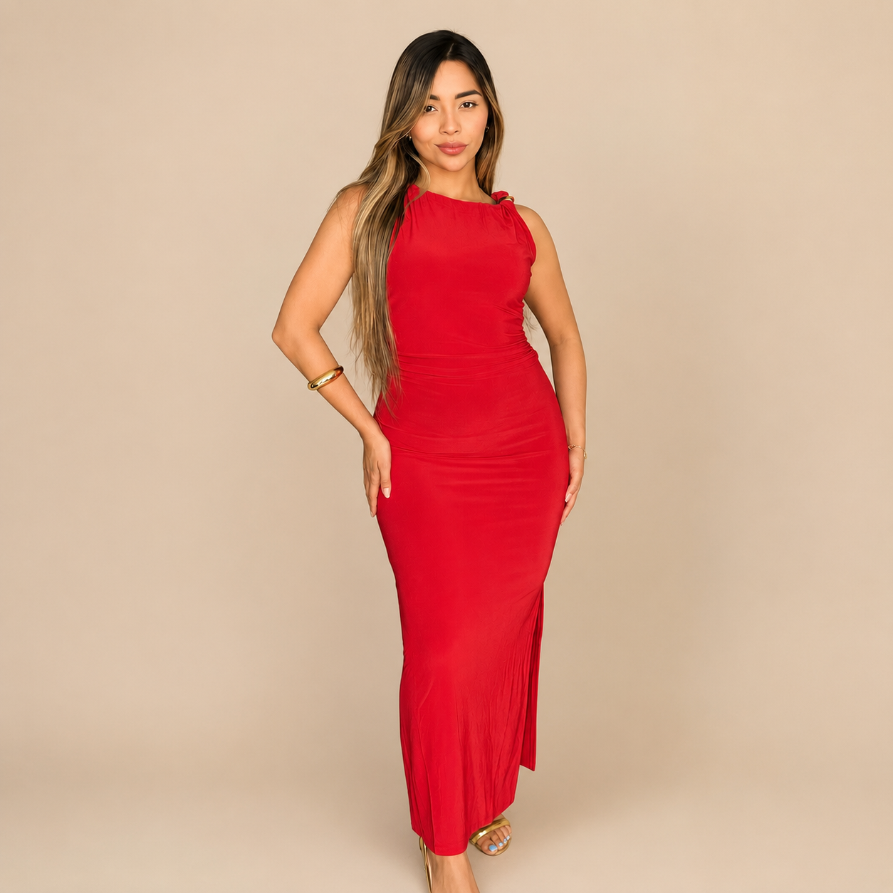 Monroe Red Midi Dress